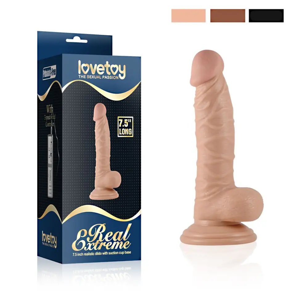 ⁨Dildo with suction cup and vibration Real Extreme 19cm Lovetoy⁩ at Wasserman.eu