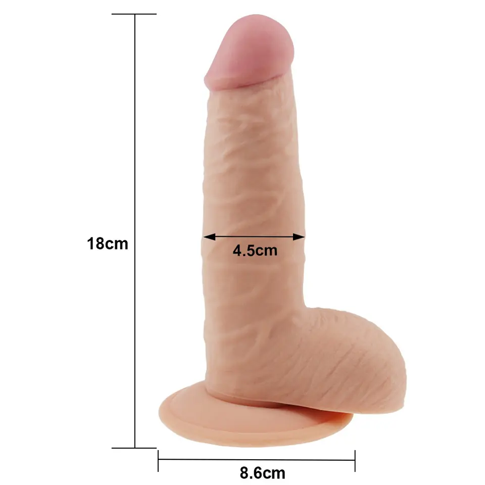 ⁨Dildo cyberskóra z przyssawką The Ultra Soft Dude 18 cm Lovetoy⁩ w sklepie Wasserman.eu