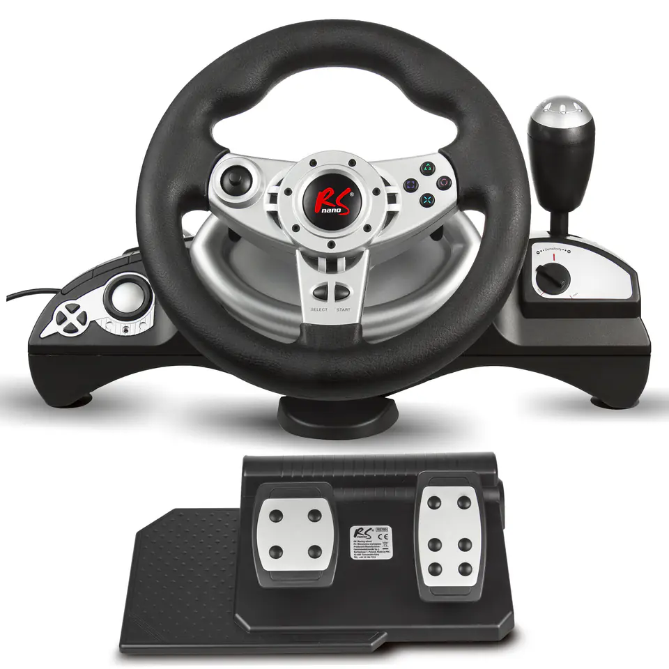 ⁨NanoRS RS700 Gaming Controller Black, Silver USB Steering wheel Analogue / Digital Android, PC, PlayStation 4, Playstation 3, Xbox One⁩ at Wasserman.eu