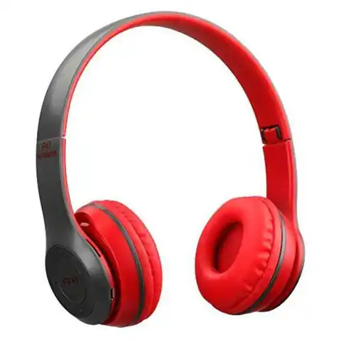 ⁨Słuchawki składane Bezprzewodowe P47 Bluetooth 4.2 EDR Mikrofon MicroSD MP3 czerwone⁩ w sklepie Wasserman.eu