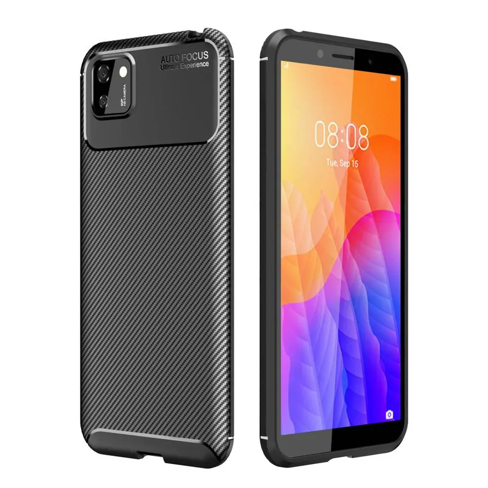 ⁨Case HUAWEI Y5P Armoured Shockproof Carbon Fiber black⁩ at Wasserman.eu