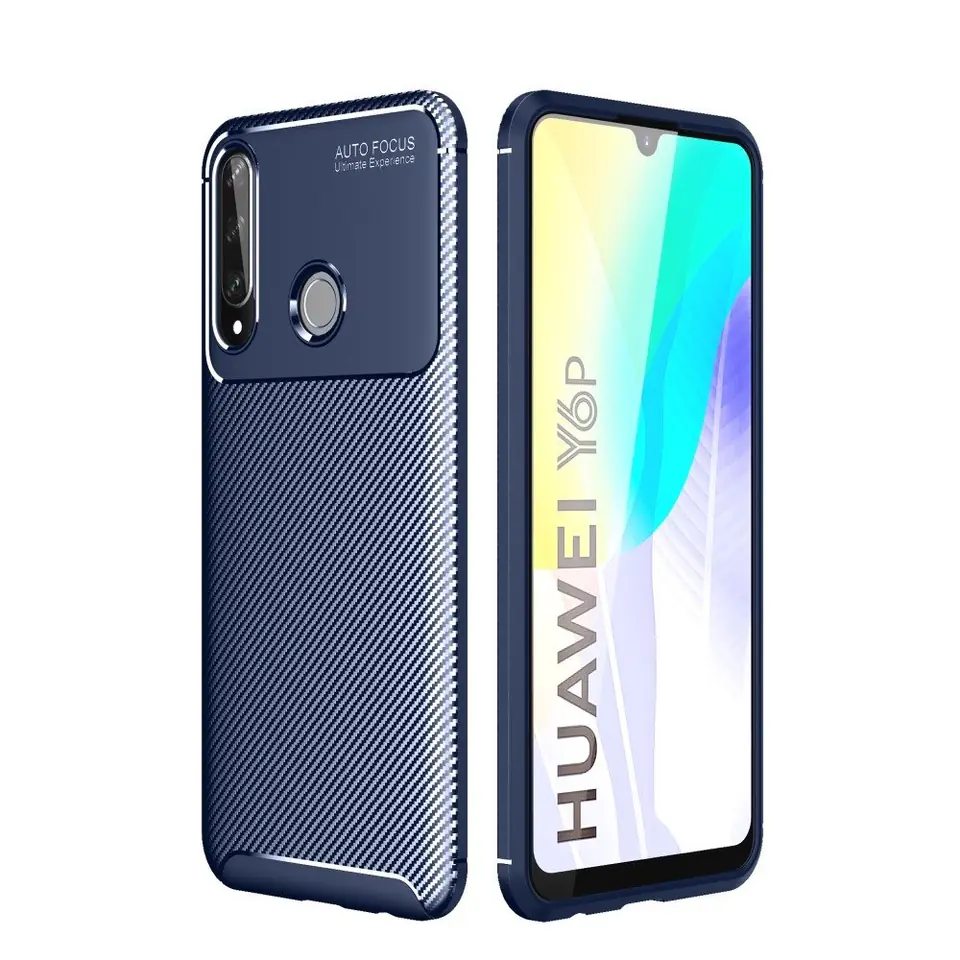 ⁨Case HUAWEI Y6P Armoured Shockproof Carbon Fiber blue⁩ at Wasserman.eu