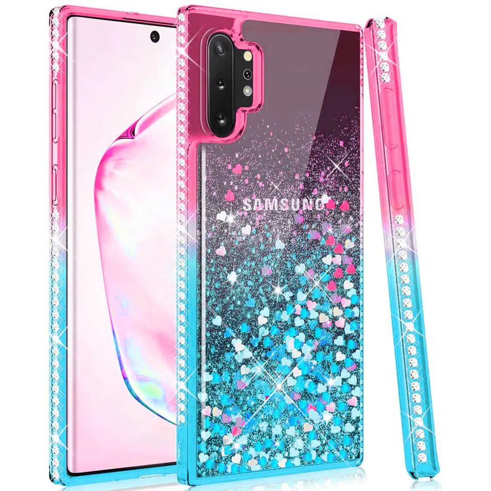 ⁨Etui IPHONE 12 MINI Diamond Liquid Przelewany Brokat różowo-niebieskie⁩ w sklepie Wasserman.eu