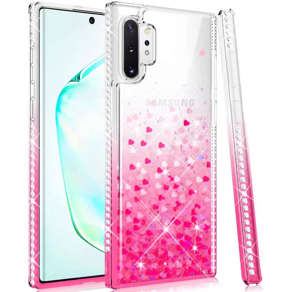 ⁨Etui IPHONE 12 MINI Diamond Liquid Przelewany Brokat różowe⁩ w sklepie Wasserman.eu