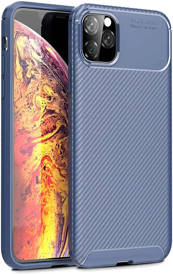 ⁨Etui IPHONE 12 MINI Pancerne Shockproof Carbon Fiber niebieskie⁩ w sklepie Wasserman.eu