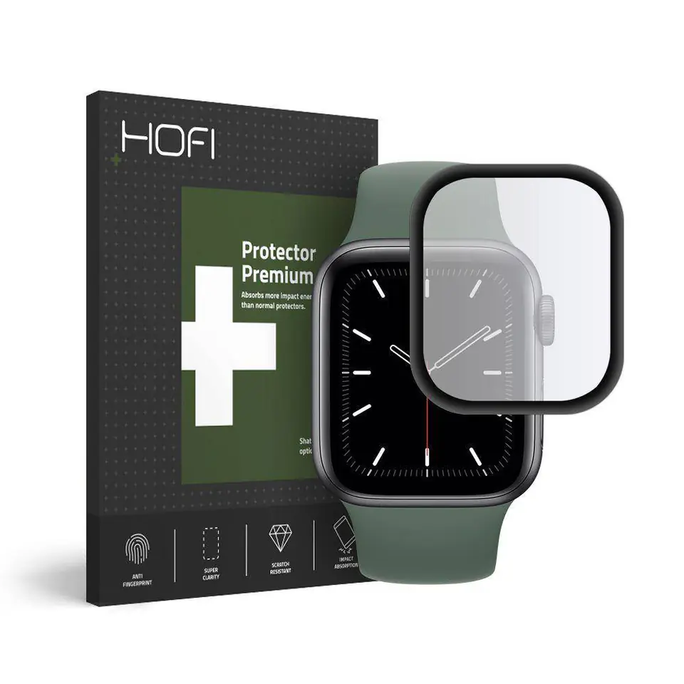 ⁨Szkło Hybrydowe APPLE WATCH 4 / 5 (44MM) Hofi Hybrid Glass czarne⁩ w sklepie Wasserman.eu