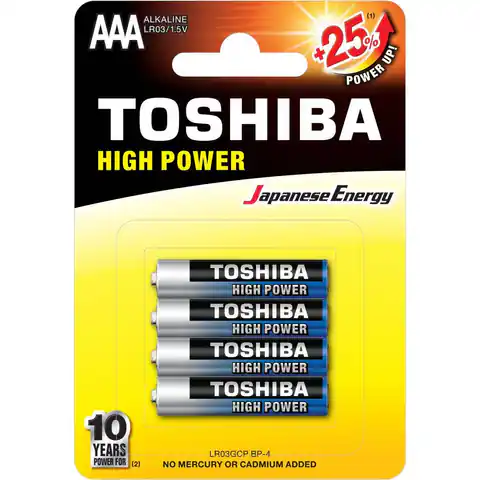 ⁨Bateria AAA TOSHIBA High Power 4szt 1.5V Alkaliczna LR03/4/48 BL⁩ w sklepie Wasserman.eu