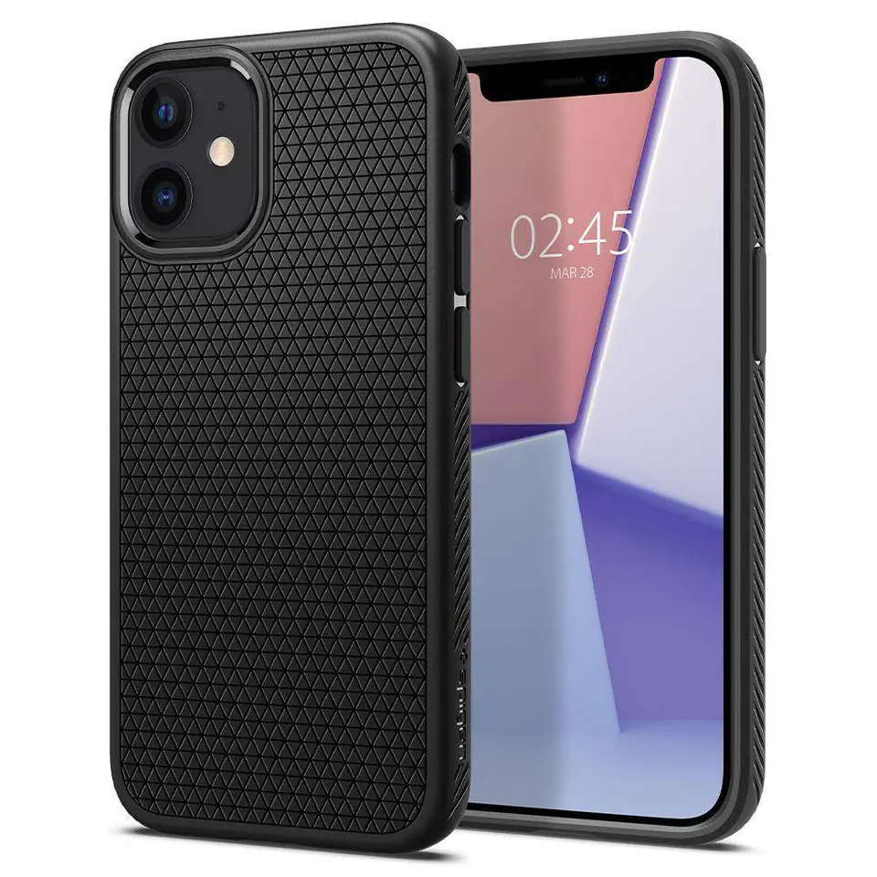 ⁨Etui IPHONE 12 MINI Spigen Liquid Air Matte czarne⁩ w sklepie Wasserman.eu