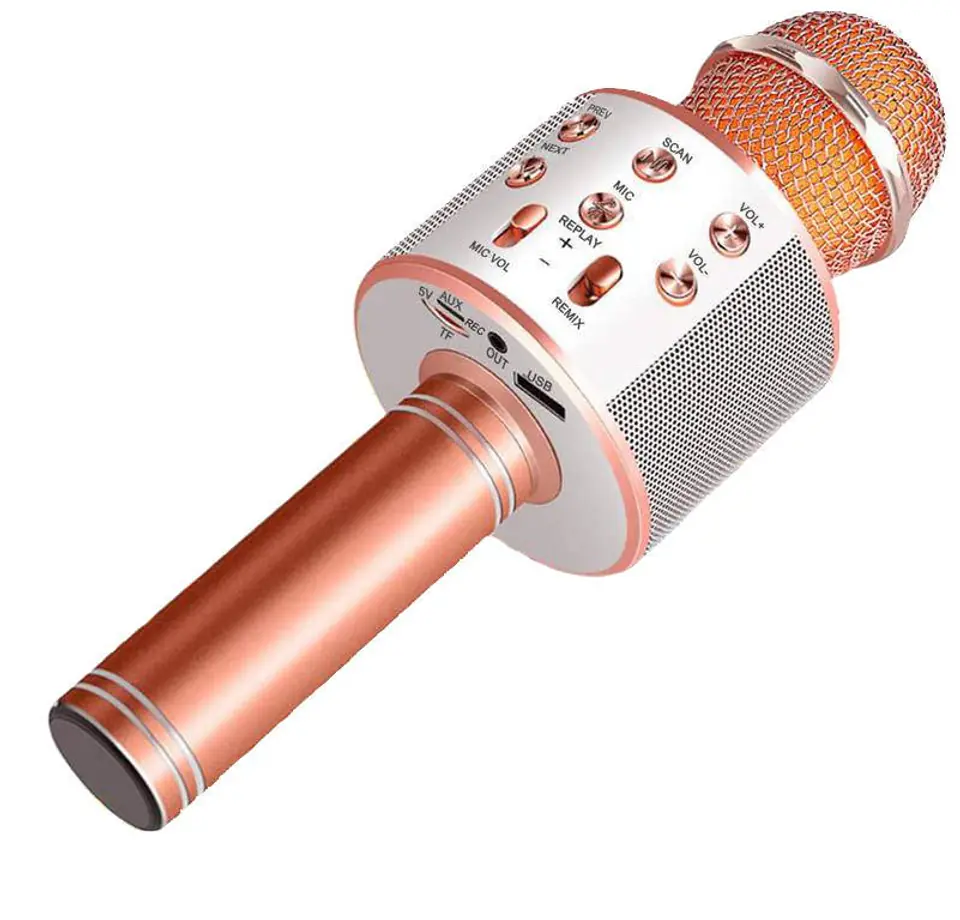⁨Mikrofon Bezprzewodowy do Karaoke z Kontrolerem Odtwarzania jasny róż⁩ w sklepie Wasserman.eu