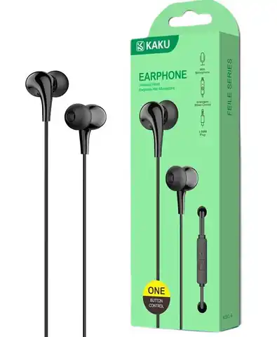 ⁨Słuchawki dokanałowe (minijack 3.5mm) Uniwersalne z Mikrofonem KAKU In-ear Earphones with Mic (KSC-403) czarne⁩ w sklepie Wasserman.eu