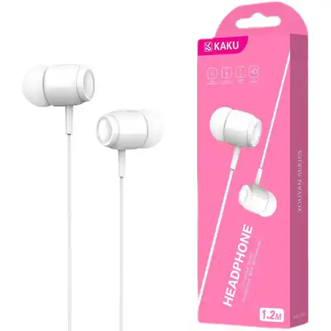 ⁨Słuchawki dokanałowe (minijack 3.5mm) Uniwersalne z Mikrofonem KAKU In-ear Earphones with Mic (KSC-381) białe⁩ w sklepie Wasserman.eu
