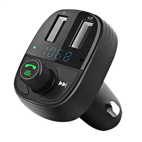 ⁨Transmiter FM + Ładowarka samochodowa 3.4A 2xUSB Bluetooth MP3 KAKU (KSC-184) czarny⁩ w sklepie Wasserman.eu
