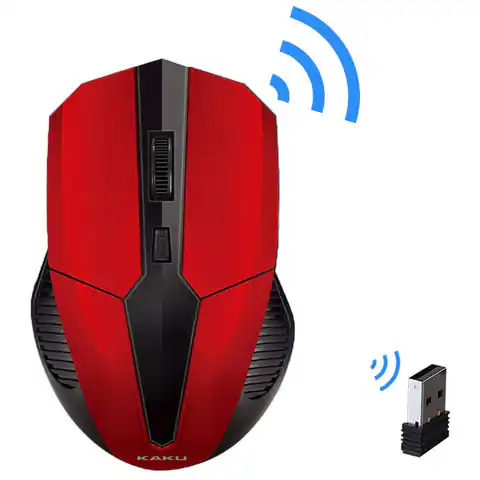 ⁨Myszka bezprzewodowa optyczna 4 przyciski KAKU Wireless Optical Mouse (KSC-378) czerwona⁩ w sklepie Wasserman.eu