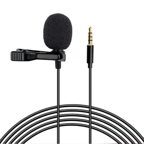 ⁨Mikrofon Krawatowy minijack 3,5mm Kabel 3m (JH-043) czarny⁩ w sklepie Wasserman.eu