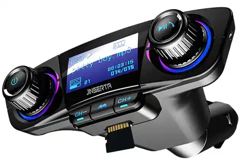 ⁨Transmiter FM (Bluetooth + USB + Czytnik Kart Pamięci SD + AUX) z Wyświetlaczem BT06 czarny⁩ w sklepie Wasserman.eu