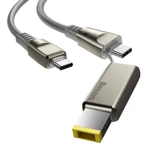 ⁨100W 2m USB Type-C to USB Type-C + LENOVO DC Connector Fast Charge and Data Transfer Baseus Flash Series One-for-two (CA1T2-B0G) Gray⁩ at Wasserman.eu