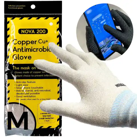 ⁨Antibacterial Gloves Phone Support NOVA Gloves 200 white Size M⁩ at Wasserman.eu