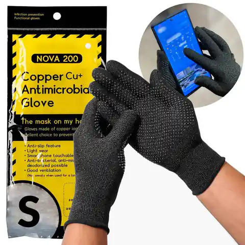 ⁨Antibacterial Gloves Phone Support NOVA Gloves 200 black Size S⁩ at Wasserman.eu