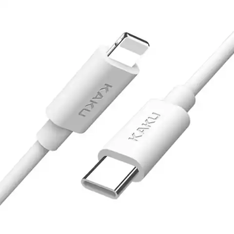 ⁨18W 1m USB Type-C PD To iPhone Lightning Fast Charging and Data Transfer CABLE KAKU Fast Charging Data Cable USB-C (KSC-272) white⁩ at Wasserman.eu