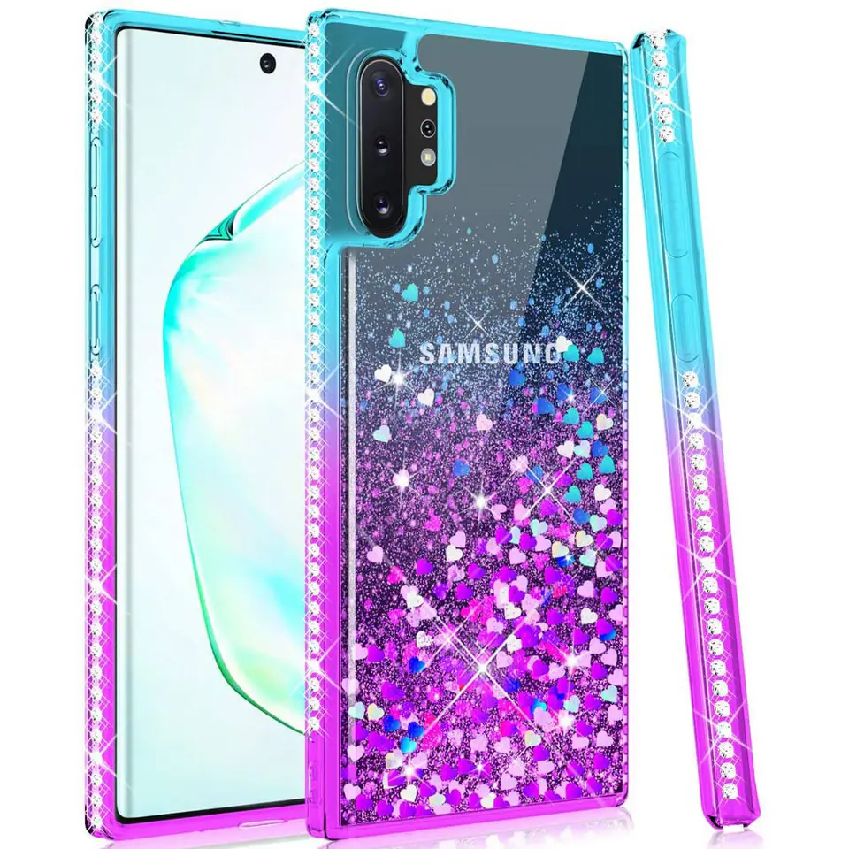 ⁨Etui IPHONE 12 MINI Diamond Liquid Przelewany Brokat niebiesko-fioletowe⁩ w sklepie Wasserman.eu