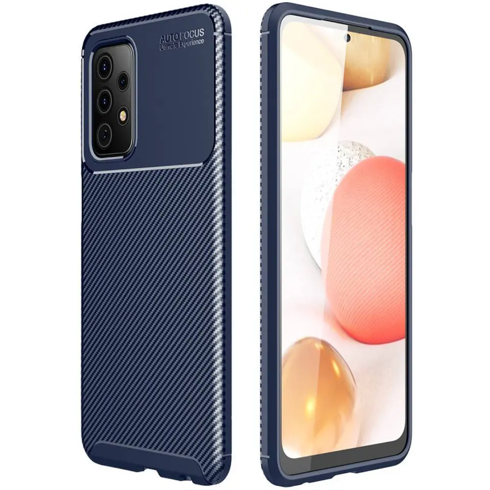 ⁨Etui SAMSUNG GALAXY A72 5G Pancerne Shockproof Carbon Fiber niebieskie⁩ w sklepie Wasserman.eu