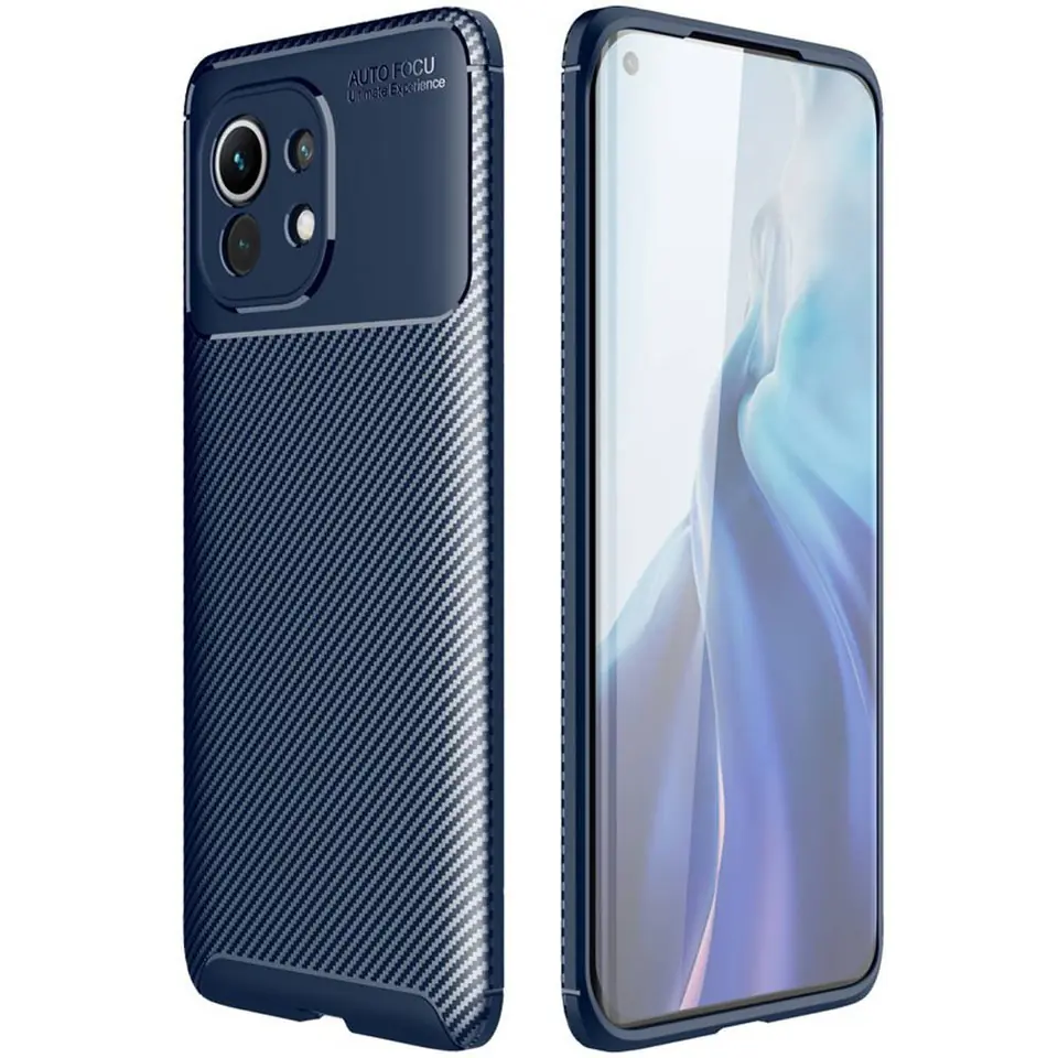 ⁨Case XIAOMI MI 11 Armoured Shockproof Carbon Fiber blue⁩ at Wasserman.eu