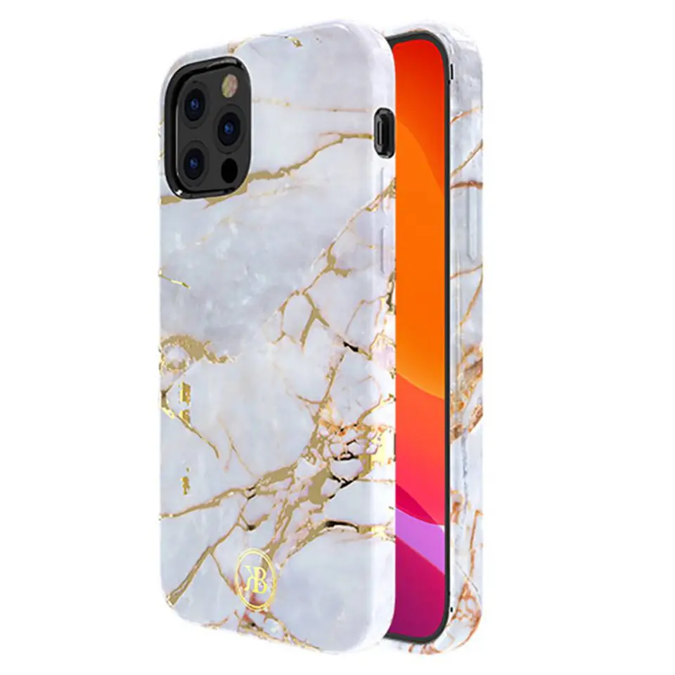 ⁨Etui IPHONE 12 MINI Kingxbar Marble Series Marmur białe⁩ w sklepie Wasserman.eu