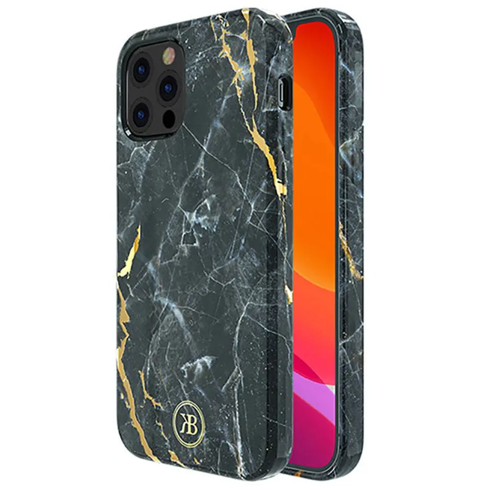 ⁨Etui IPHONE 12 MINI Kingxbar Marble Series Marmur czarne⁩ w sklepie Wasserman.eu