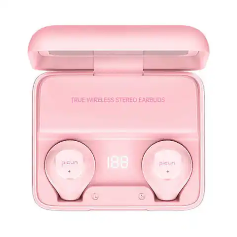 ⁨Słuchawki bezprzewodowe dokanałowe Bluetooth 5.0 TWS PICUN W13 różowe⁩ w sklepie Wasserman.eu