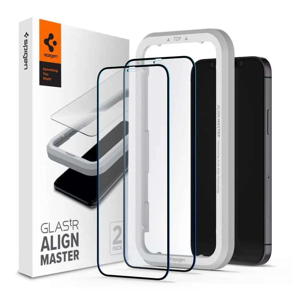 ⁨SZKŁO HARTOWANE SPIGEN ALM GLASS FC 2-PACK IPHONE 12/12 PRO BLACK⁩ w sklepie Wasserman.eu