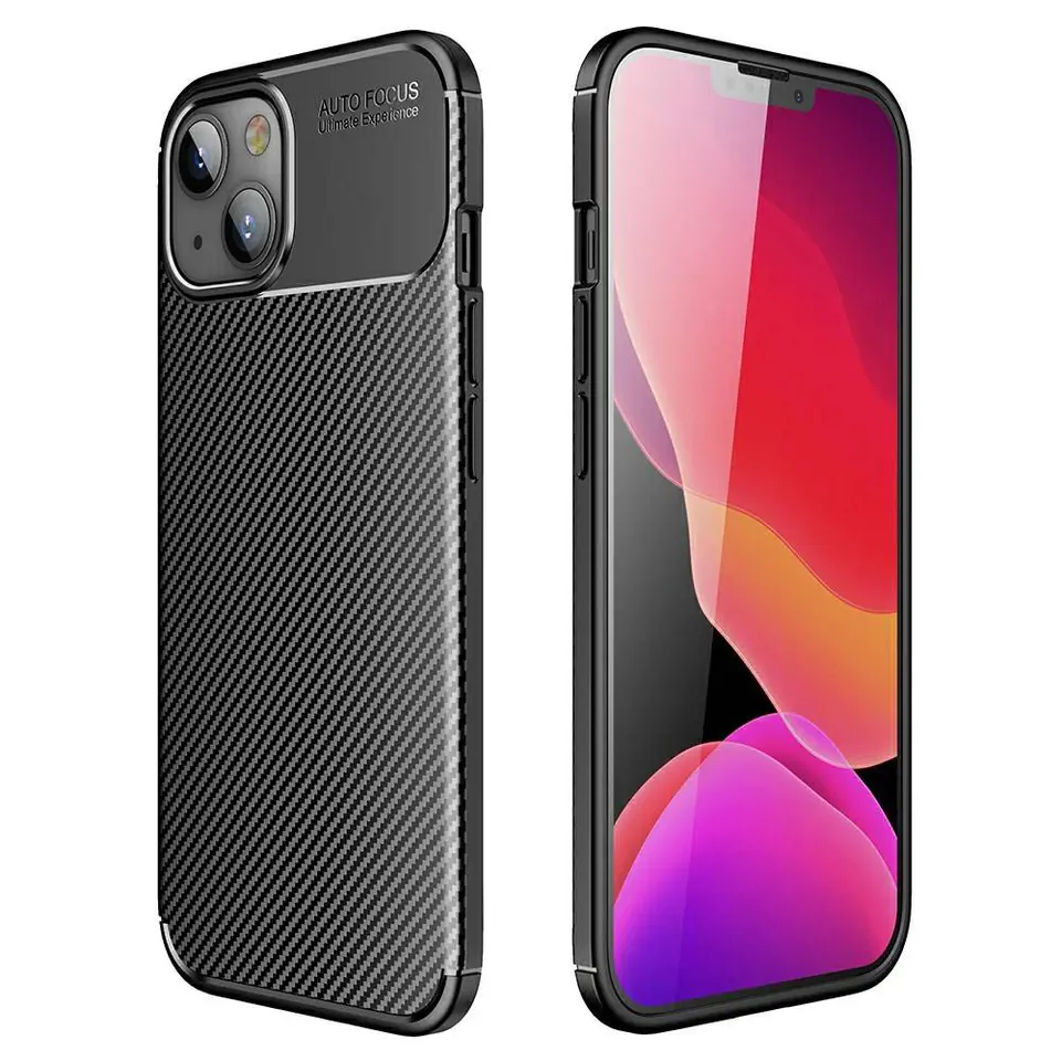 ⁨Case IPHONE 13 Armoured Shockproof Carbon Fiber black⁩ at Wasserman.eu