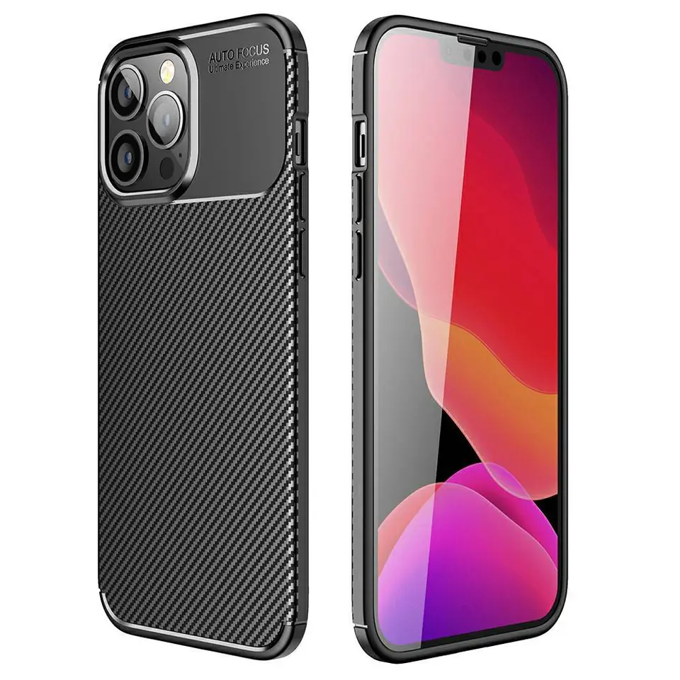 ⁨Case IPHONE 13 PRO MAX Armoured Shockproof Carbon Fiber black⁩ at Wasserman.eu