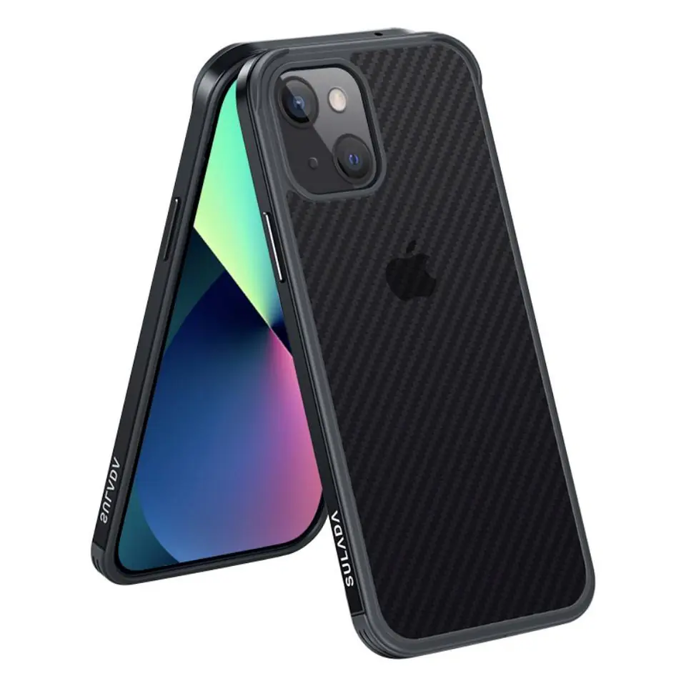 ⁨Etui IPHONE 13 MINI Sulada Carbon Fiber Obudowa Hybrydowa czarne⁩ w sklepie Wasserman.eu