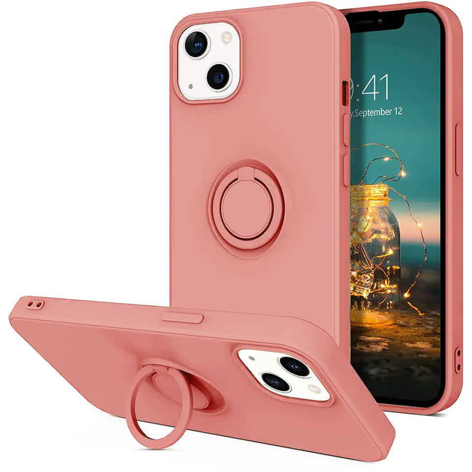 ⁨Etui IPHONE 13 Silikonowe Ring Pierścień Magnetyczny Silicone Ring różowe⁩ w sklepie Wasserman.eu