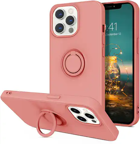 ⁨Case IPHONE 13 PRO MAX Silicone Ring Magnetic Ring Silicone Ring pink⁩ at Wasserman.eu