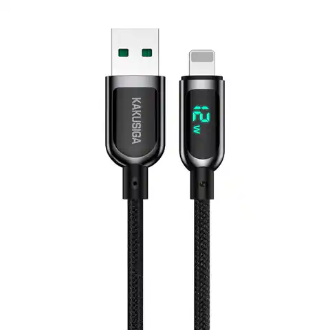 ⁨Kabel USB - Lightning 12W 5A 1,2m Wyświetlacz LED Szybkie Ładowanie i Przesyłanie Danych Kakusiga Digital Display Fast Charging Data Cable (KSC-599) czarny⁩ w sklepie Wasserman.eu
