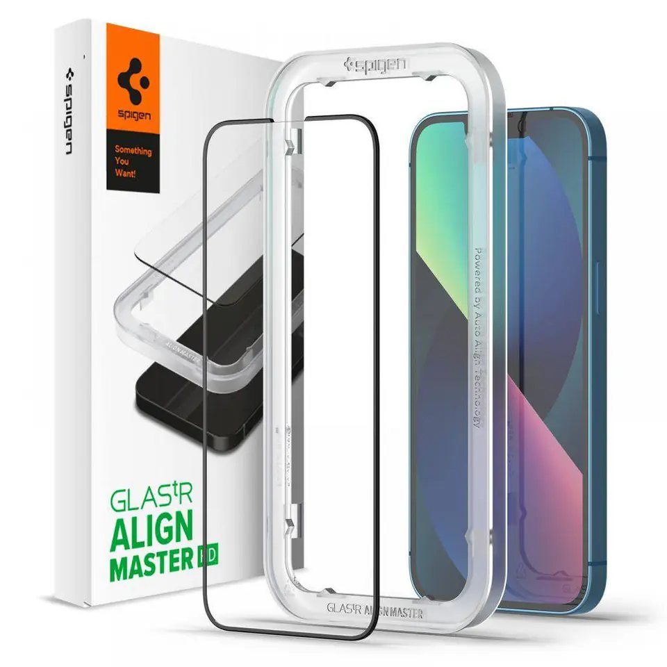 ⁨SZKŁO HARTOWANE SPIGEN ALM GLASS FC IPHONE 13 / 13 PRO BLACK⁩ w sklepie Wasserman.eu