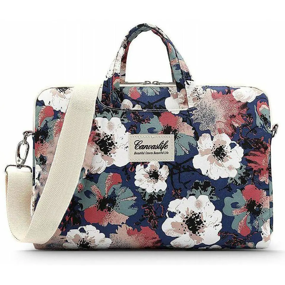 ⁨Canvaslife Briefcase Laptop 15" - 16" Blue Camellia pattern⁩ at Wasserman.eu