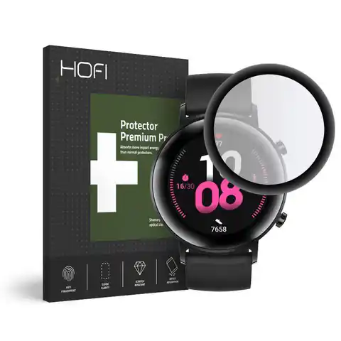 ⁨Szkło Hybrydowe HUAWEI WATCH GT 2 42MM HOFI Hybrid Pro+ czarne⁩ w sklepie Wasserman.eu