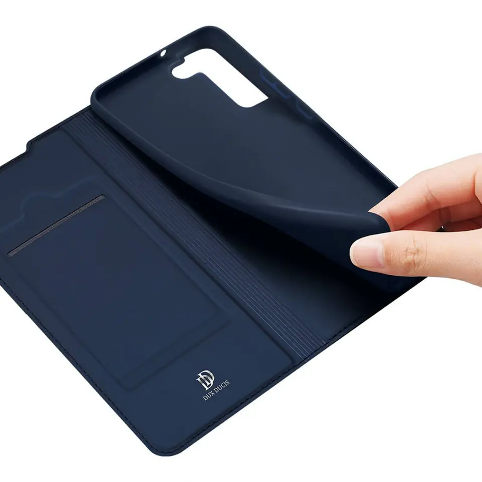 ⁨Case SAMSUNG GALAXY S22+ PLUS with Flap Eco Leather Dux Ducis Skin Leather navy blue⁩ at Wasserman.eu