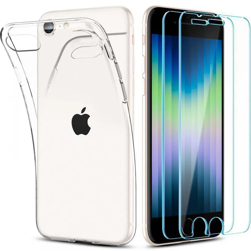 Etui + Szkło Hartowane IPHONE SE 2022 / SE 2020 / 7 / 8 Spigen Crystal Pack Clear transparentne w sklepie Wasserman.eu