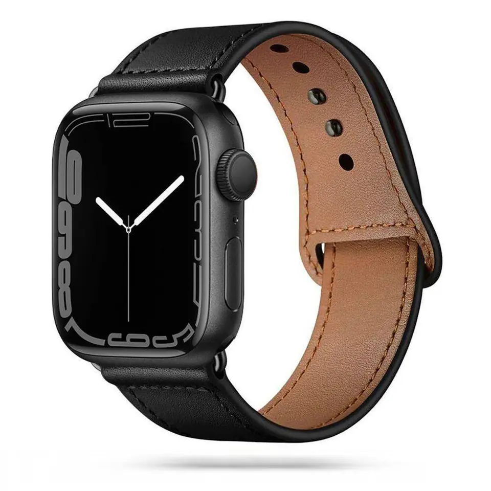 ⁨Pasek do APPLE WATCH 4 / 5 / 6 / 7 / SE (42 / 44 / 45 MM) Tech-Protect LeatherFit czarne⁩ w sklepie Wasserman.eu