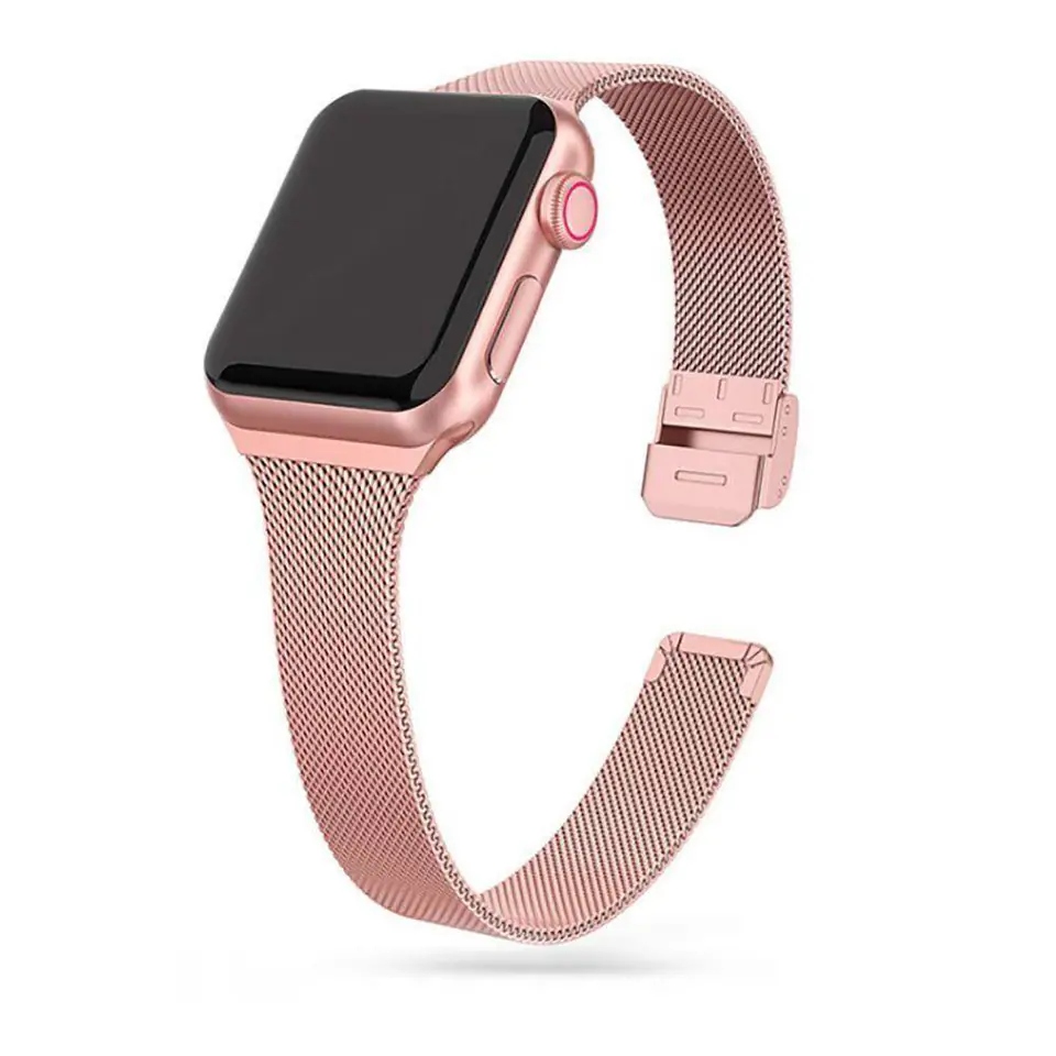 ⁨Pasek do APPLE WATCH 4 / 5 / 6 / 7 / SE (38 / 40 / 41 MM) Tech-Protect Thin Milanese różowe⁩ w sklepie Wasserman.eu