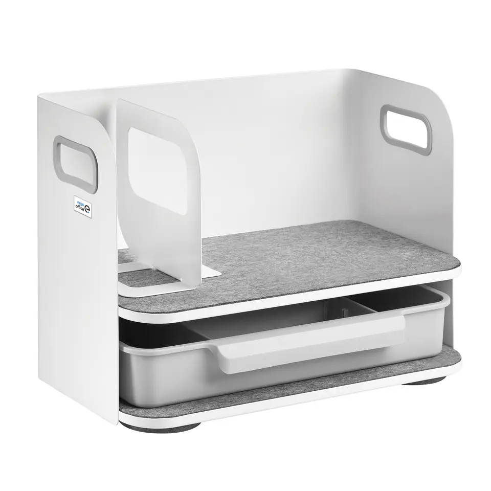 ⁨Desk organizer with Ergo Office drawer, white, max. 10kg, ER-440⁩ at Wasserman.eu