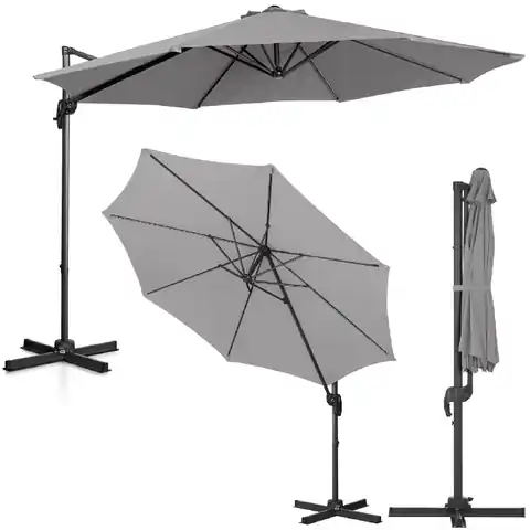 ⁨Garden umbrella on the side boom tilting round mid. 300 cm dark grey⁩ at Wasserman.eu