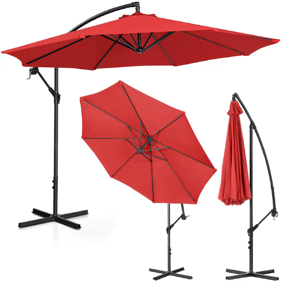 ⁨Parasol ogrodowy na wysięgniku okrągły uchylny śr. 300 cm czerwony⁩ w sklepie Wasserman.eu