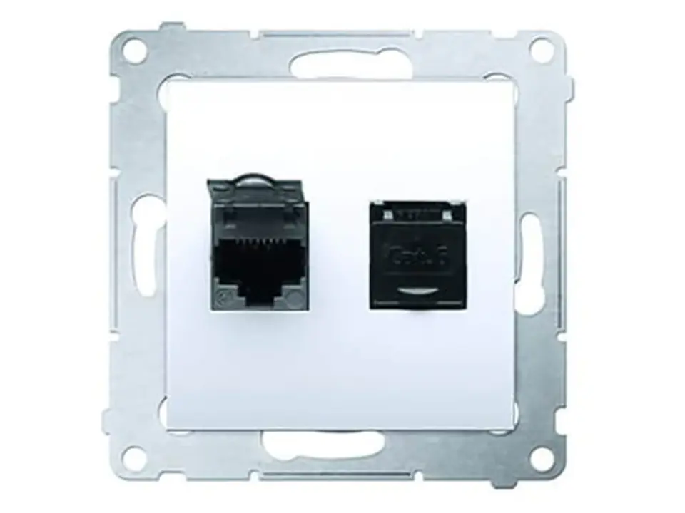 ⁨Gniazdo komputerowe 2x RJ45 Simon D62.01 białe D62.01/11⁩ w sklepie Wasserman.eu