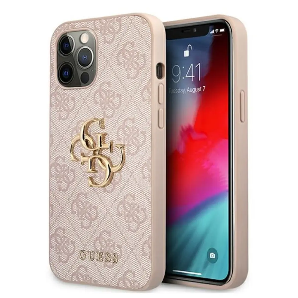 ⁨Guess 4G Big Metal Logo - Etui iPhone 12 / iPhone 12 Pro (różowy)⁩ w sklepie Wasserman.eu