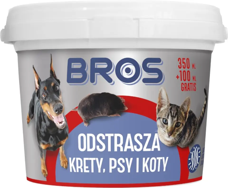 ⁨Preparation repelling moles, dogs and cats Bros 350+100ml⁩ at Wasserman.eu