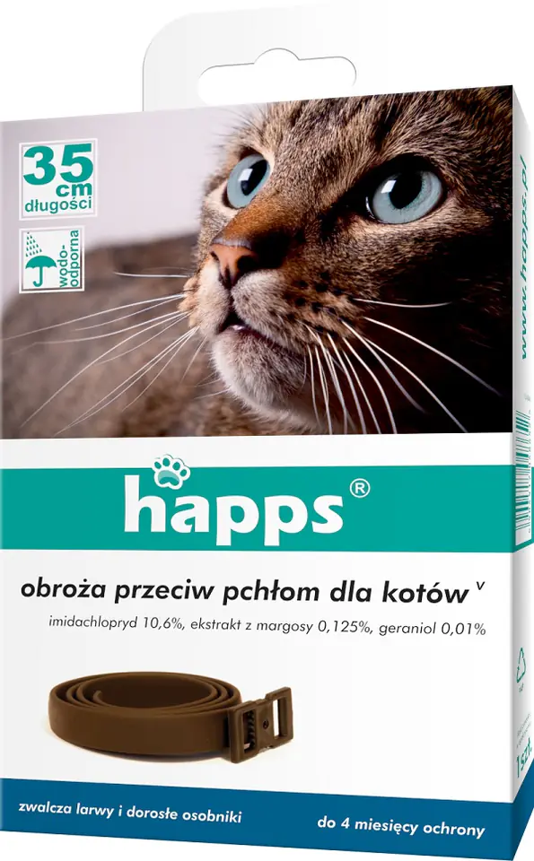 ⁨HAPPS OBROŻA PRZECIW PCHŁOM DLA KOTÓW⁩ w sklepie Wasserman.eu
